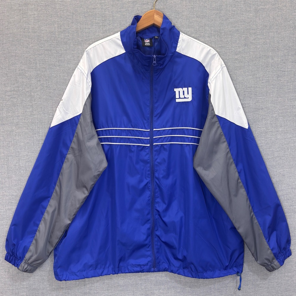 Reebok NFL New York Giants Windbreaker Jacket Mens XL Blue Colorblock Full Zip